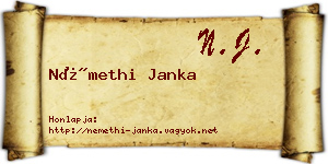 Némethi Janka névjegykártya